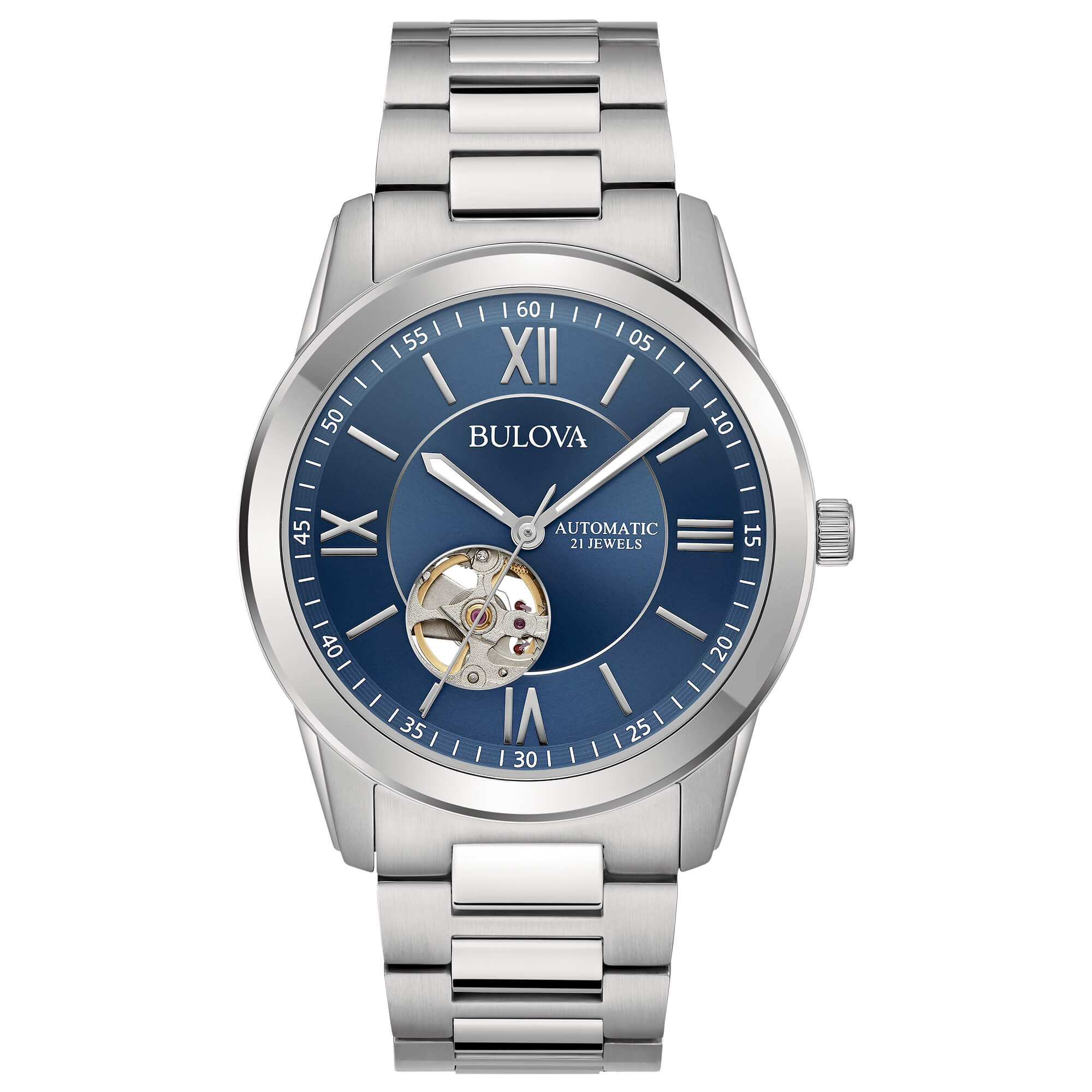 Orologio Bulova Classic Automatic Open Heart Blue Steel