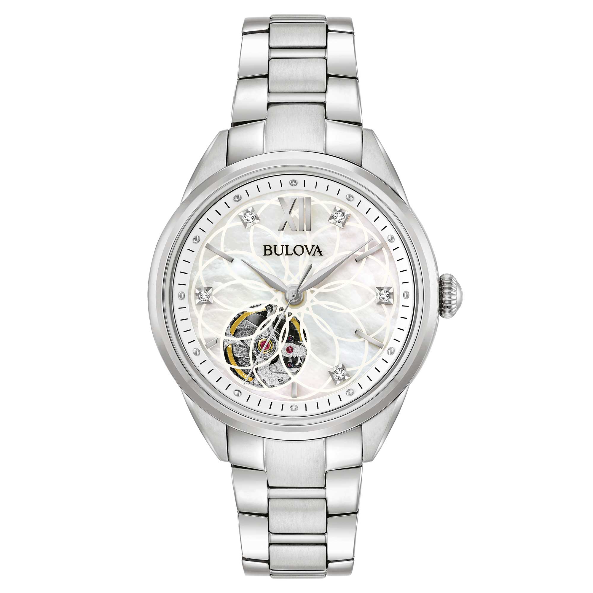 Orologio Bulova Sutton Lady Automatic Open Heart Madreperla e Diamanti