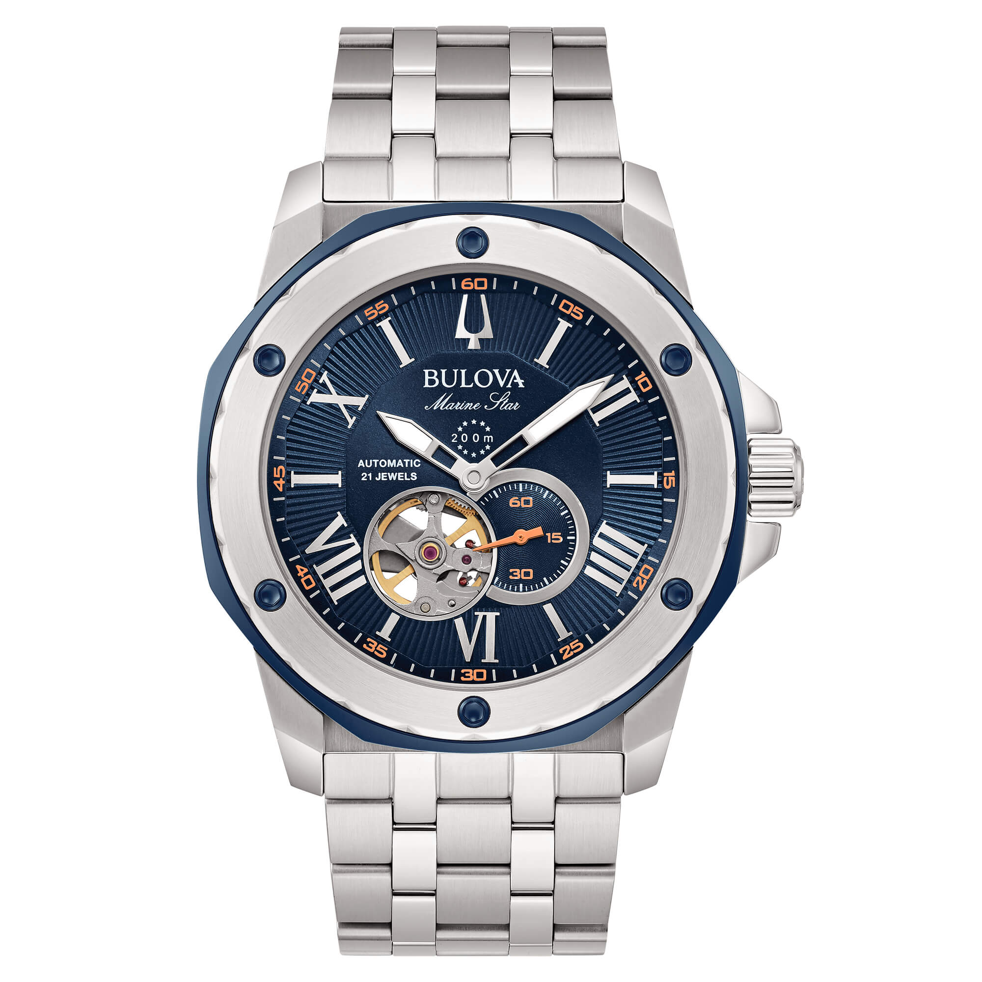 Orologio Bulova Marine Star Automatic Open Heart Steel & Blue