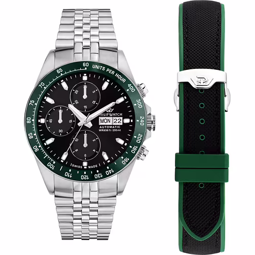 Orologio Philip Watch Caribe Diving Chrono Automatico Steel & Green