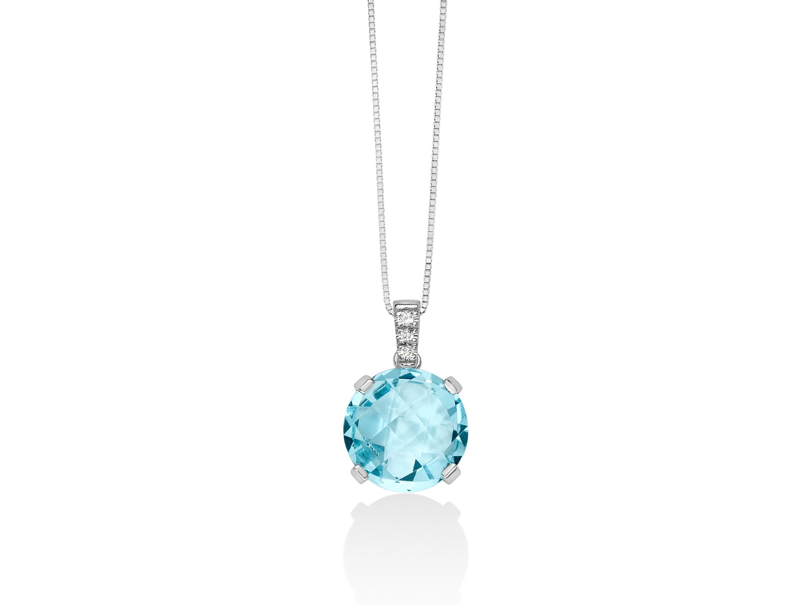 Collana Miluna Con Diamanti e Topazio Azzurro