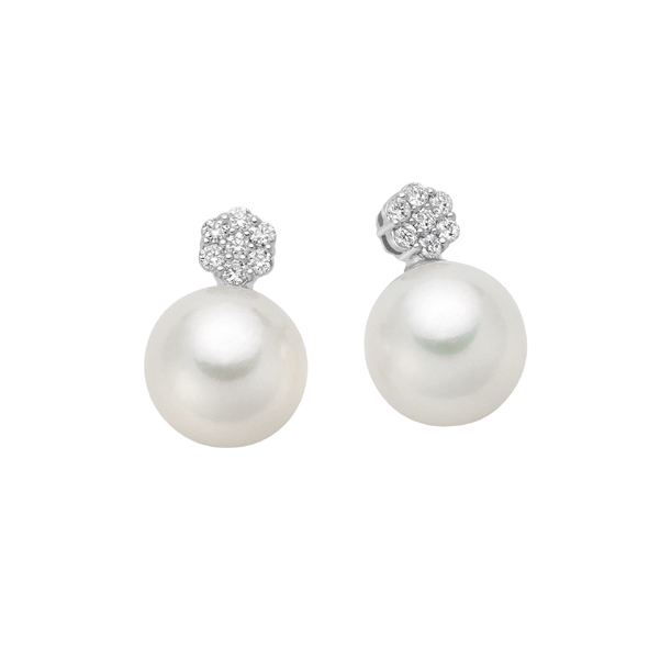 Orecchini DONNAORO Con Perle e Diamanti 7-7,5mm